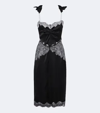The Attico Lace-trimmed satin midi dress