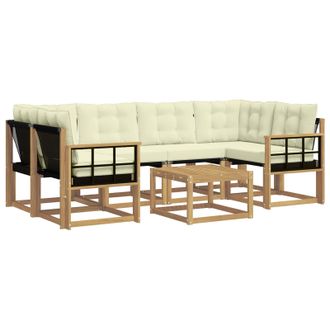 vidaXL Conjunto De Sof&aacute;s De Exterior Con Coj&iacute;n 7 Pcs Blanco Y Crema Vidaxl