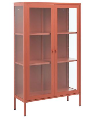 Beliani Credenza In Metallo Marrone Dorato 90 X 35 Cm Con 2 Porte In Vetro Nash