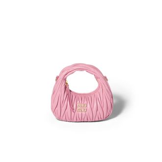 Miu Miu Wander Matelass&eacute; Nappa Leather Hobo Mini-bag, Woman, Pink