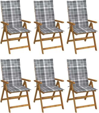 vidaXL Vidaxl - Sillas De Jard&iacute;n Plegables 6 Uds Y Cojines Madera Maciza Acacia