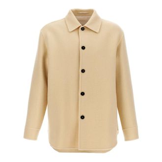 Jil Sander Jassen, Heren, Beige, L, Wol, Wollen jas