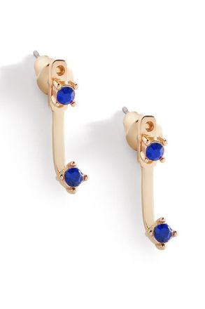 Mint & Lily Birthstone Drop Ear Jacket Earrings in September Sapphire at Nordstrom