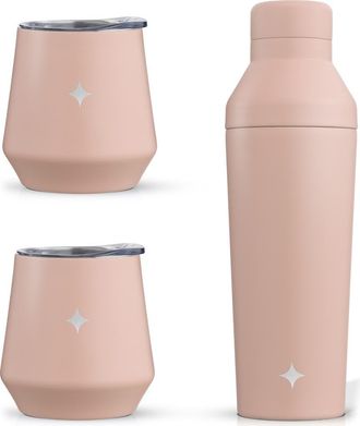JoyJolt Stainless Steel Cocktail Shaker & Travel Cup Set in Pink at Nordstrom Rack