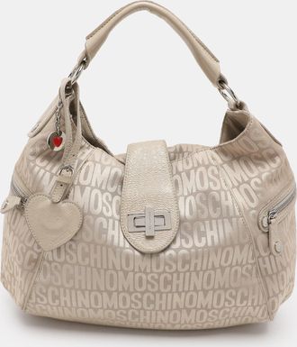 Movado Beige Canvas And Patent Leather Hobo