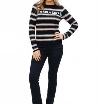 Autumn Cashmere Ski Striped Jacquard-Knit Cashmere Sweater In Black/cappucino