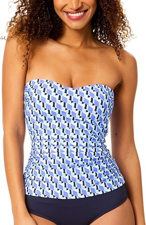 Anne Cole Shirred Strapless Bandeau Tankini