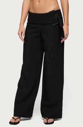 Edikted Cerise Buckle Low Rise Baggy Pants in Black at Nordstrom, Size X-Small