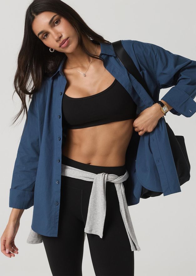 Long Sleeve Kensington Relaxed Button Down | Blue Coast Heather | XS, Size Extra Small