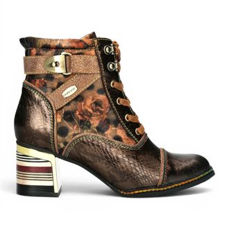 Laura Vita Laura Vita Victoriaanse Bronzen Bloemen Leren Veteraarsen Enkellaarzen - Idcorao-10