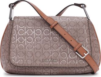Calvin Klein Womens Charlie Flap Crossbody, Almond/Taupe/Caramel, One Size