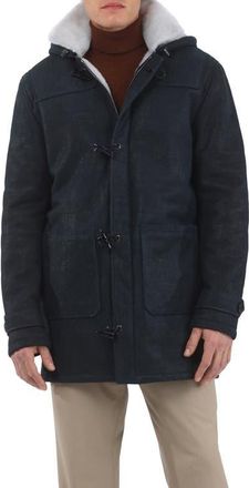Gorski Mens Genuine Shearling Parka in Navy Pattern/white at Nordstrom, Size X-Large