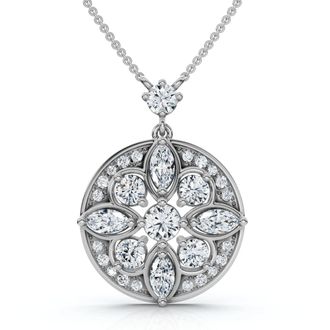 Pompeii3 Vintage Diamond Circle Pendant 14k Gold Lab Grown 18 Necklace EF/VS