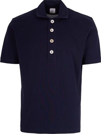 Eleventy Blue Half Sleeve Polo