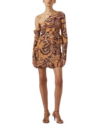 Shona Joy Zahra Silk Asymmetrical Ruffle Mini Dress