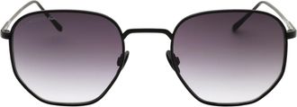 Lacoste L198SN Gradient Lens Metal Hexagon Sunglasses - Black