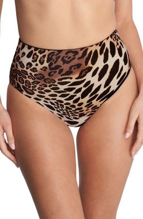 Natori Reversible High Waist Bikini Bottoms in Luxe Leopard /Black at Nordstrom, Size X-Small