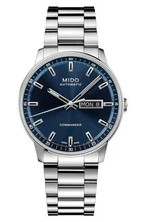 Mido Commander Datoday Automatic Bracelet Watch, 40mm in Blue at Nordstrom