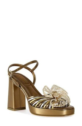 Azalea Wang Seraphina Ankle Strap Platform Sandal in Bronze at Nordstrom, Size 8.5
