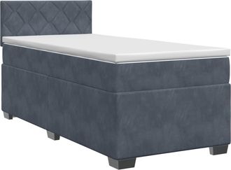 vidaXL Cama Box Spring Con Colch&oacute;n Gris Oscuro 90 X 190 Cm Terciopelo Vidaxl