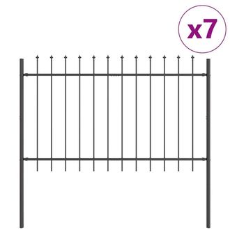 Berkfield Home Garden Fence with Sharp Top, Grey, 11.9 x 1.2 m, Steel in Grey