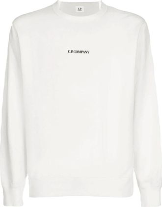 C.P. Company Light Fleece Logo Sweatshirt - Heren - Sweatshirts - Wit - 2XL - Katoen - Hoodies & sweatvesten
