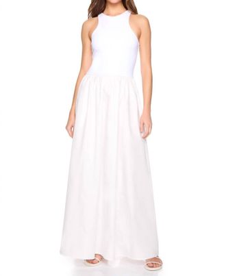 Susana Monaco Knit Poplin Racer Back Maxi Dress In Sugar