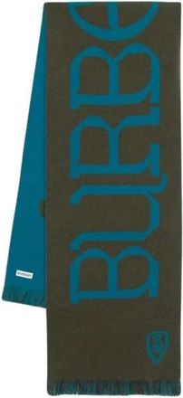 Burberry Oversized Logo Wolmix Sjaal - unisex - Wintersjaals - Groen - ONE Size - Wol - Accessoires