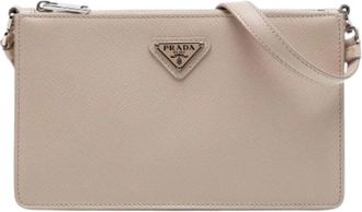 Prada Pre-owned Vintage Crossbody Bag - Dames - Vintage Schoudertas - Beige - ONE Size - Leer - Vintage