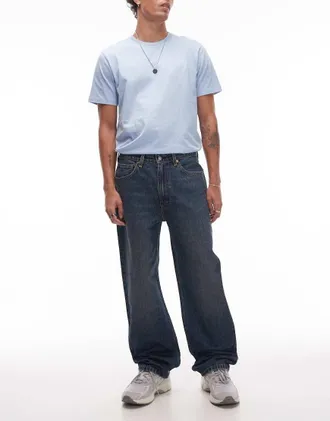 Levi's 565 loose straight fit jeans in dark wash-Navy