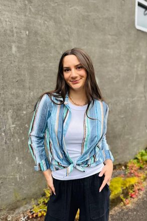 Nic+Zoe Stripe Core Cotton Shirt In Blue Multi