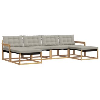 vidaXL Conjunto De Sof&aacute;s De Exterior 6 Pcs Blanco Y Gris Claro Vidaxl