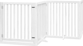 vidaXL Dog Gate with Door Foldable 10 Panels White 800 cm Poplar Wood vidaXL