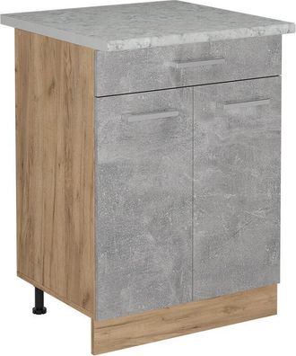 Vicco Mueble Bajo De Cocina R-line, Hormig&oacute;n, 60 Cm Et M&aacute;rmol