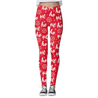 Generic Womens Christmas Leggings Gold Christmas Tree Printed Xmas Leggings Casual High Waisted Slimming Black Thermal Tights Fitness Workout Running Yoga Ski