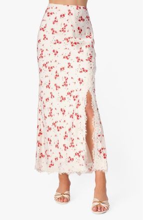 Cami NYC Teagan Floral Hammered Satin Maxi Skirt in Candied Rose at Nordstrom, Size Xx-Small