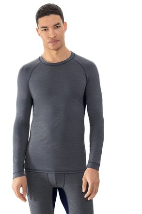 Mey Trainingsshirt MEY Prfrmnc+, Herren, Gr. XXL, indigo melange, Obermaterial: 48% Schurwolle, 48% Polyester, 4% Elasthan, k&ouml;rpernah h&uuml;ftbedeckend, Rundh