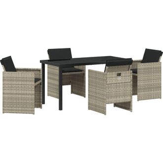 vidaXL Conjunto De Comedor De Jard&iacute;n 5 Pcs Gris Claro Polirat&aacute;n Vidaxl