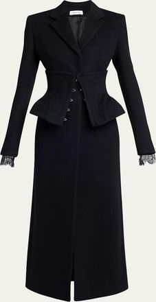 Alexander McQueen Long Corset Wool-Cashmere Coat