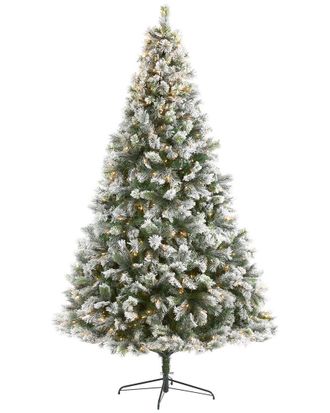 Nearly Natural 9ft Flocked Oregon Pine Artificial Christmas Tree
