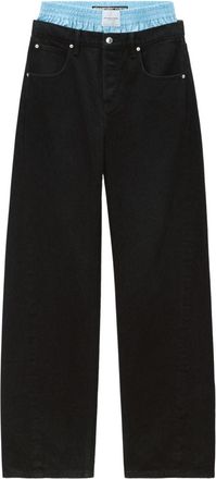 Alexander Wang layered wide-leg jeans - women - Cotton - 25 - Black