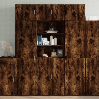 Berkfield Home Storage Cabinet Smoked Oak 70x42.5x225 cm Engineered Wood in Brown