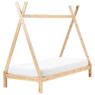Beliani Beliani - Cama Infantil En Forma De Tipi Con Dosel De Madera De Pino Clara 90 X 200 Cm Devay