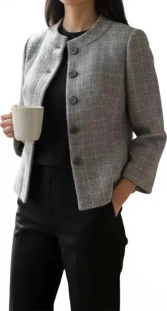 Talbots Silver Thread Cropped Jacket In Gray