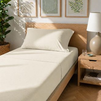 KASANOVA Completo letto singolo cotone tinta unita burro