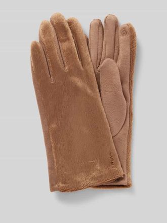 Eem Fashion Handschuhe mit Kunstfellbesatz in Taupe, Gr&ouml;&szlig;e L