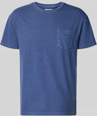 Superdry T-Shirt aus Baumwoll-Leinen-Mix mit Brusttasche in Blau, Gr&ouml;&szlig;e XXXL