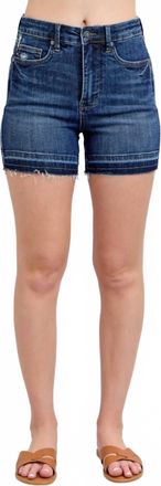 Judy Blue High Waist Tummy Control Destroy Release Hem Denim Short In Dark Wash