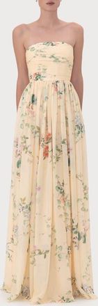 Sau Lee Camille Floral Strapless Gown in Soft Yellow at Nordstrom, Size 10