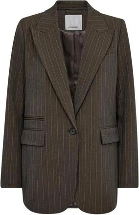 Co'Couture Nadelstreep Blazer - Dames - Blazers - Bruin - S - Leer - Jassen